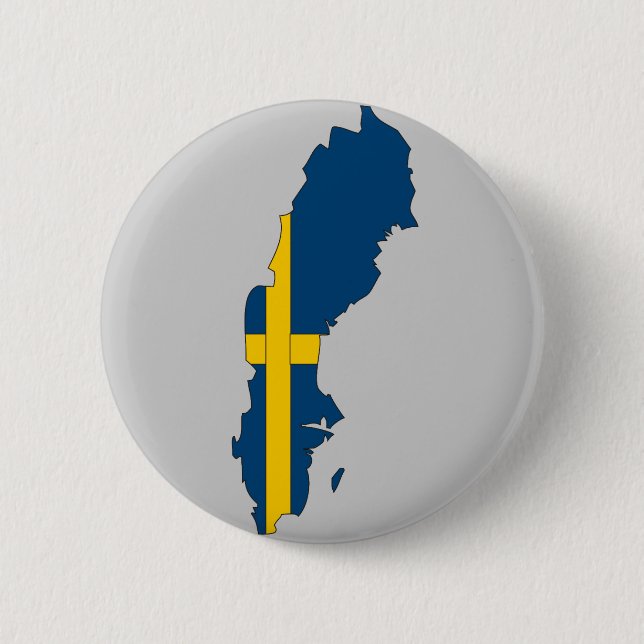 Bóton Redondo 5.08cm Mapa da bandeira da suecia (Frente)