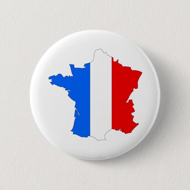 Bóton Redondo 5.08cm Mapa da bandeira de France sem redução (Frente)