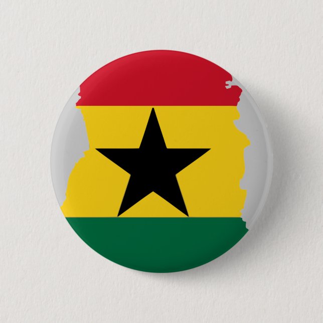 Bóton Redondo 5.08cm Mapa da bandeira de Ghana (Frente)