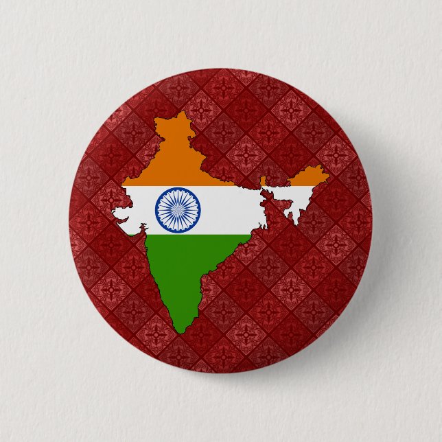 Bóton Redondo 5.08cm Mapa da bandeira de India sem redução (Frente)