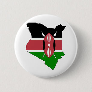 Bóton Redondo 5.08cm Mapa da bandeira de Kenya sem redução