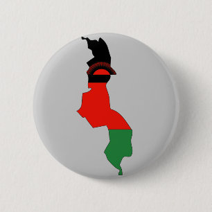 Bóton Redondo 5.08cm Mapa da bandeira de Malawi