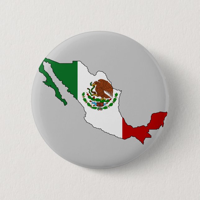 Bóton Redondo 5.08cm Mapa da bandeira de México (Frente)