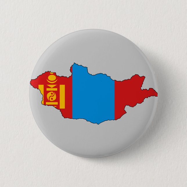 Bóton Redondo 5.08cm Mapa da bandeira de Mongolia (Frente)