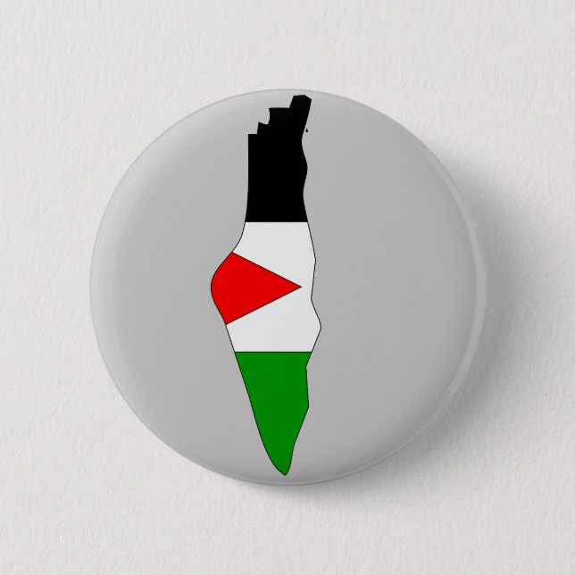 Bóton Redondo 5.08cm Mapa da bandeira de Palestina (Frente)