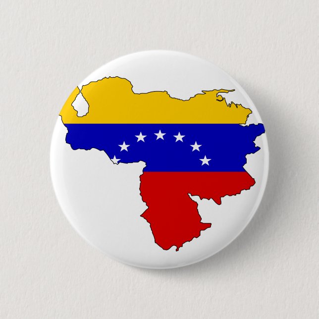 Bóton Redondo 5.08cm Mapa da bandeira de Venezuela (Frente)