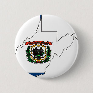 Bóton Redondo 5.08cm Mapa da bandeira de West Virginia