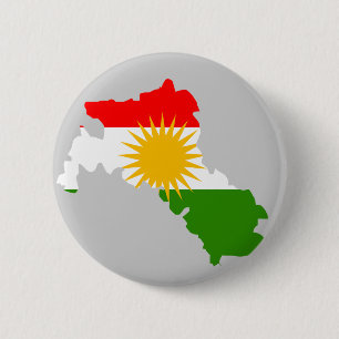 Bóton Redondo 5.08cm Mapa da bandeira do Curdistão