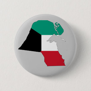 Bóton Redondo 5.08cm Mapa da Bandeira do Kuwait