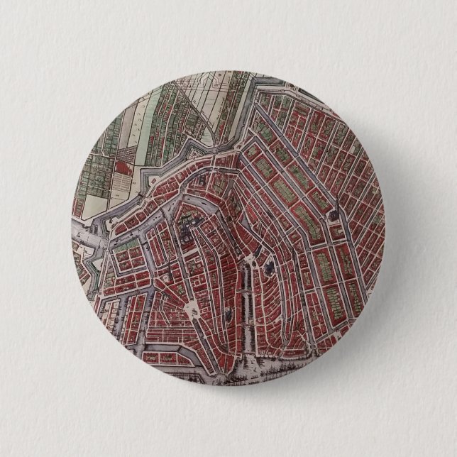 Bóton Redondo 5.08cm Mapa da cidade de réplica de Amsterdã 1652 (Frente)