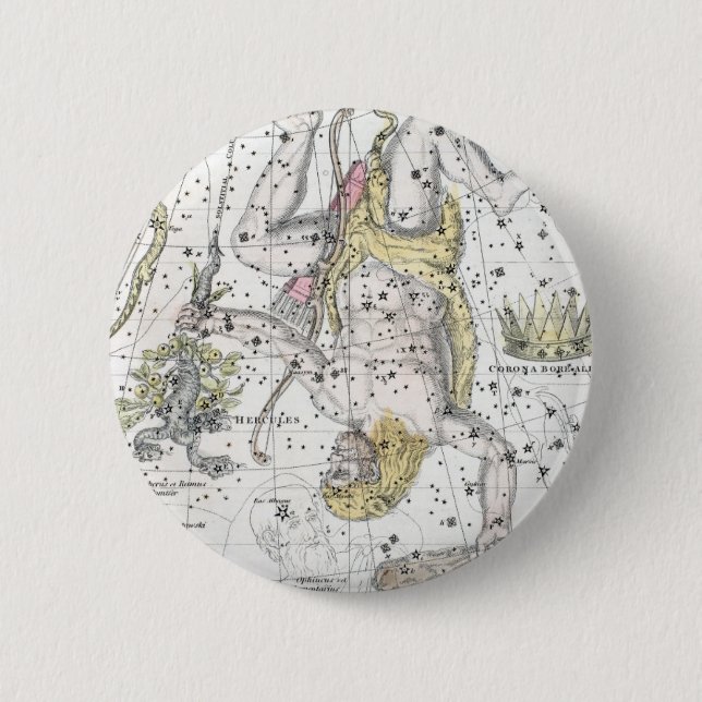 Bóton Redondo 5.08cm Mapa da placa VIII das constelações (Frente)