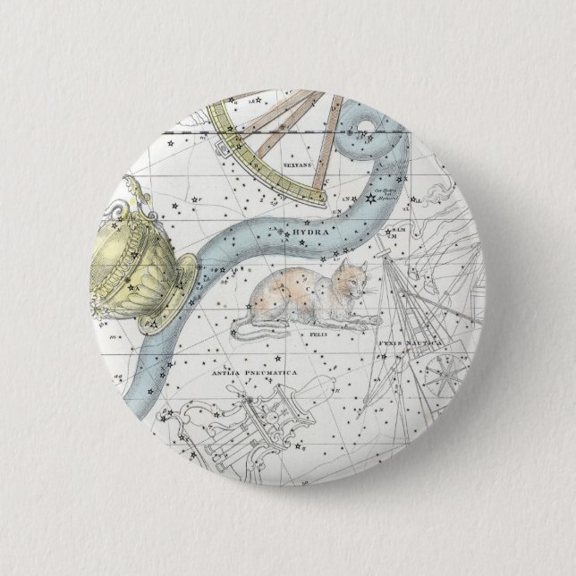 Bóton Redondo 5.08cm Mapa da placa XXVI das constelações (Frente)
