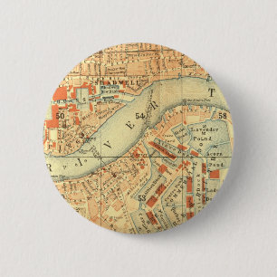 Bóton Redondo 5.08cm Mapa da Vintage em Londres