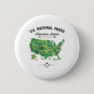 Bóton Redondo 5.08cm Mapa de 62 Parques Nacionais Us Park Caminhada Vin