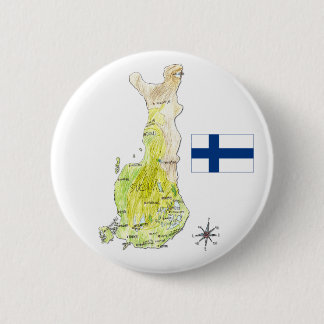 Bóton Redondo 5.08cm Mapa de cor de Finlandia que tira o botão do Pin