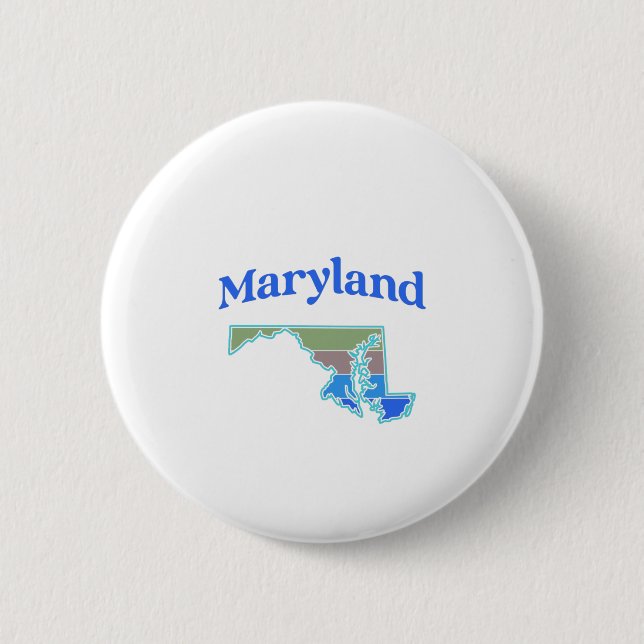 Bóton Redondo 5.08cm Mapa de Maryland (Frente)