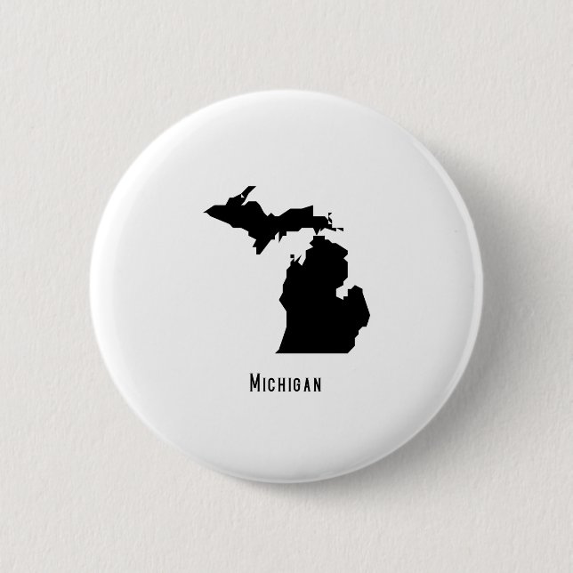 Bóton Redondo 5.08cm Mapa do Michigan - Mapa Moderno do Michigan a Pret (Frente)