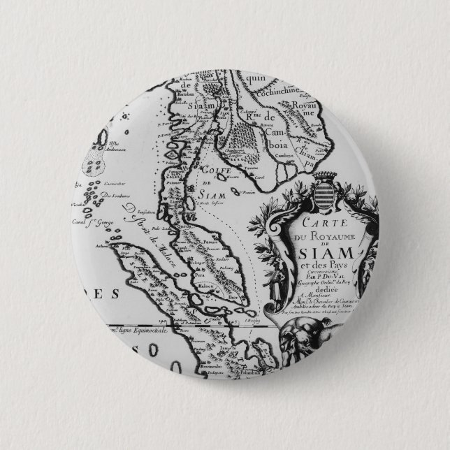 Bóton Redondo 5.08cm Mapa do reino de Sião (Frente)