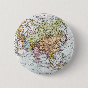 Bóton Redondo 5.08cm Mapa do século XIX de Ásia
