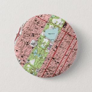 Bóton Redondo 5.08cm Mapa do vintage da Nova Iorque do Central Park