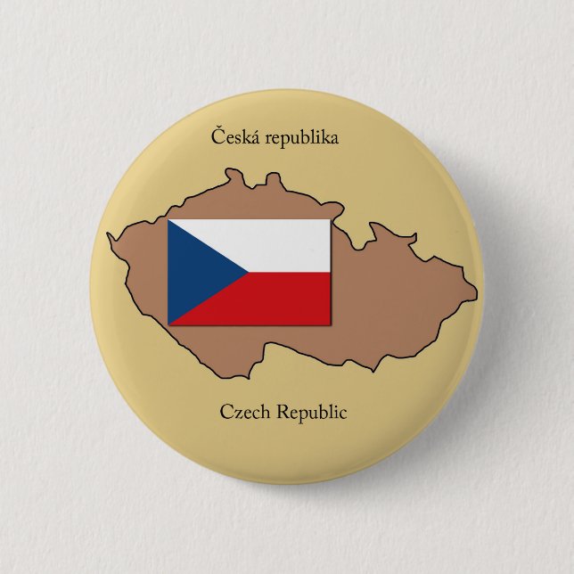Bóton Redondo 5.08cm Mapa e bandeira da república checa (Frente)