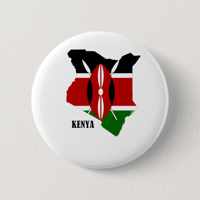 Bóton Redondo 5.08cm Mapa e bandeira do Kenyan (Frente)