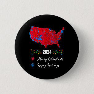 Bóton Redondo 5.08cm Mapa Eleitoral 2024 Feliz Natal Trump Nova Presi