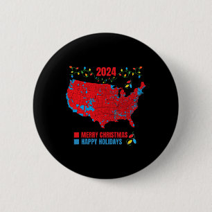 Bóton Redondo 5.08cm Mapa Eleitoral 2024 Merry Christmas Trump Landslid