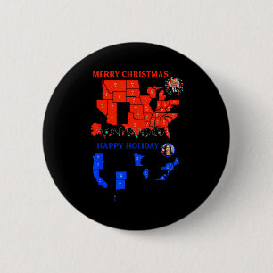 Bóton Redondo 5.08cm Mapa Eleitoral de 2024 Feliz Natal Deslizamento de