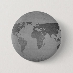 Bóton Redondo 5.08cm Mapa mundi preto e branco vintage