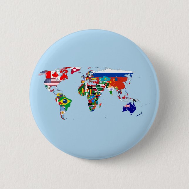 Bóton Redondo 5.08cm Mapa Mundial de Sinalizadores (Frente)