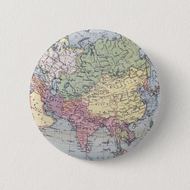 Bóton Redondo 5.08cm Mapa político | Ásia (Frente)