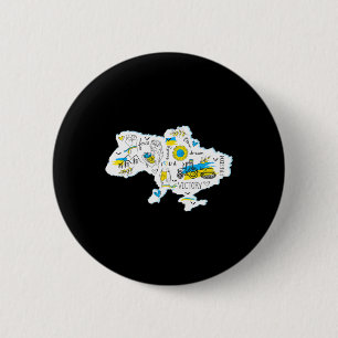 Bóton Redondo 5.08cm Mapa Ucrânia - Emblema Nacional Ucraniano - Ucrâni