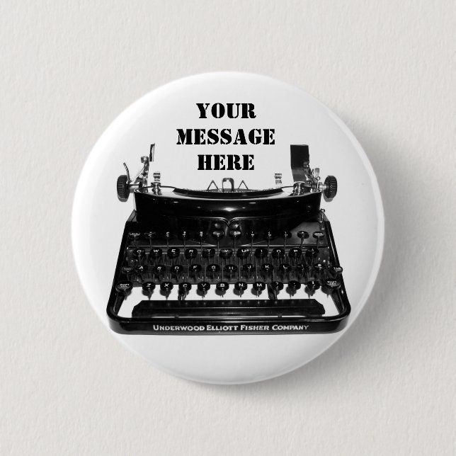 Bóton Redondo 5.08cm Máquina de escrever que do escritor sua mensagem (Frente)