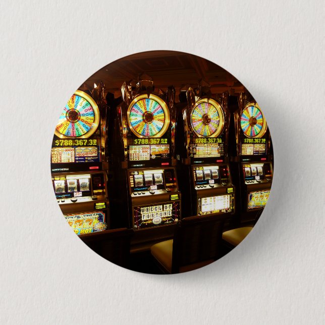 Bóton Redondo 5.08cm Máquina de jogo Um Bandido Armado Dinheiro Las Veg (Frente)