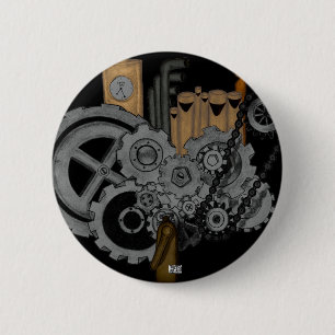 Bóton Redondo 5.08cm Maquinaria de Steampunk