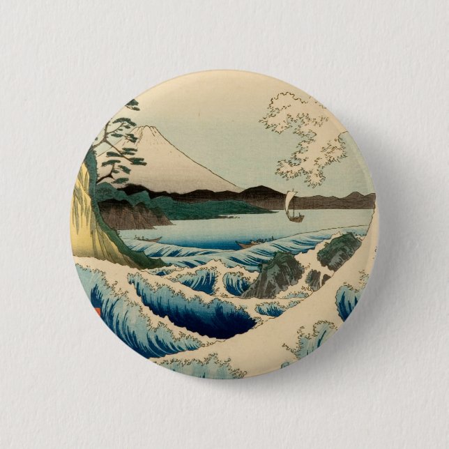 Bóton Redondo 5.08cm Mar Japonês de Satta Hiroshige Art (Frente)
