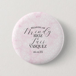 Bóton Redondo 5.08cm Marble Abstract Pink Wedding Script Black 
