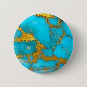 Bóton Redondo 5.08cm Marble Dourado Turquesa