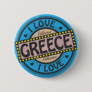 BÓTON REDONDO 5.08CM MARCA NOVA! - EU AMO ATENAS GRÉCIA PIN TRASEIRO CR