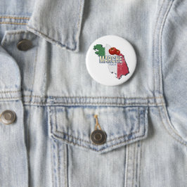 Bóton Redondo 5.08cm Marche Itália Retro Region Map Vintage Souvenir