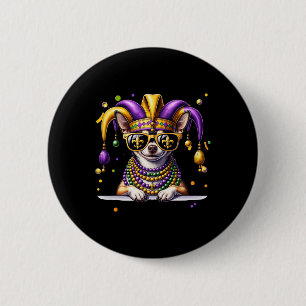 Bóton Redondo 5.08cm Mardi Gras Bead Chihuahua Festival Carni