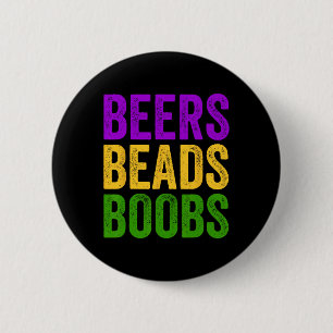 Bóton Redondo 5.08cm Mardi Gras Beers Miçangas Breast Tee New Orlean