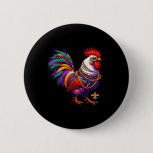 Bóton Redondo 5.08cm Mardi Gras Chicken Rooster Miçangas Nova Orleans E