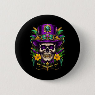 Bóton Redondo 5.08cm Mardi Gras Costume Sugar Skull