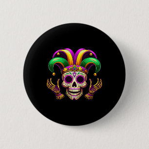 Bóton Redondo 5.08cm Mardi Gras Costume Sugar Skull