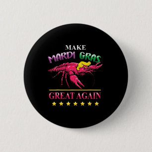 Bóton Redondo 5.08cm Mardi Gras Crawfish Trump Republicano New Orleans