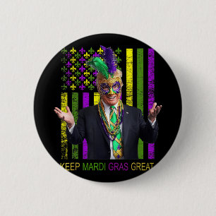Bóton Redondo 5.08cm Mardi Gras Donald Trump Excelente Novamente Bandei