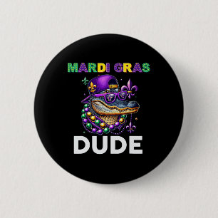 Bóton Redondo 5.08cm Mardi Gras Dude Alligator Mardigator Crocodile Kid