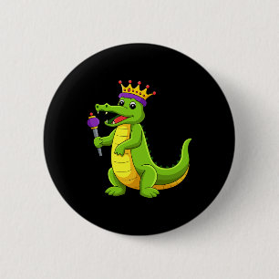 Bóton Redondo 5.08cm Mardi Gras King Crocodile Funny Mardi Gras K